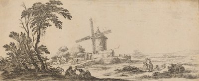 Landscape with Windmill by Stefano della Bella