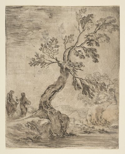 Landscape with Two Women, One Mounted on a Donkey, ca. 1660 by Stefano della Bella