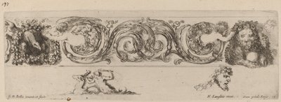 Ornamental Frieze with Eagle and Lion Engarlanded by Children, probably 1648 by Stefano della Bella