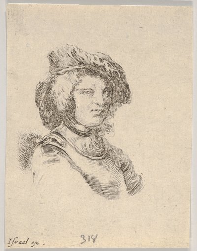 Bust of a Man Wearing a Cap and Looking Towards the Right, Plate 11 from Various Heads by Stefano della Bella