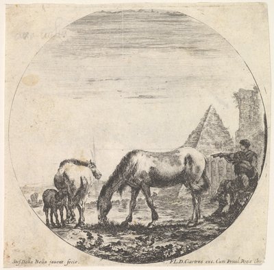 The Pyramid of Caius Cestius to Right in the Background, a Horse Grazing by Stefano della Bella