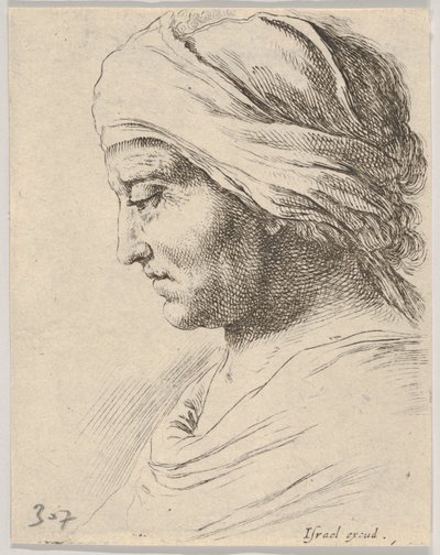 Plate 16: Head of an Old Man in Profile with a Cloth Tied Around His Head by Stefano della Bella