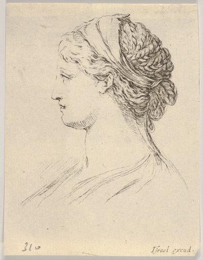 Plate 3: Head of a Woman with Braided Hair, Turned in Profile to the Right by Stefano della Bella
