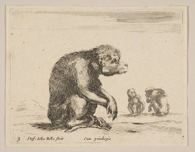Plate 3: Seated Monkey, from Various Animals by Stefano della Bella