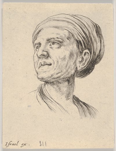 Head of an Old Woman with a Bonnet, Looking Left from Various Heads and Figures by Stefano della Bella