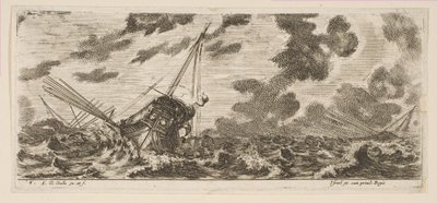 Three Ships in a Storm, from Various Embarkations (Divers Embarquements) by Stefano della Bella