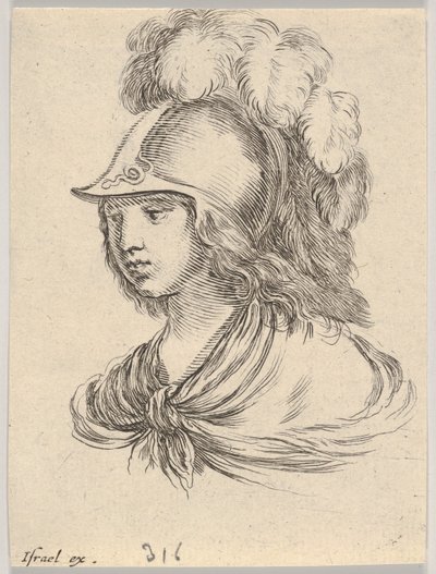 Bust of Minerva, Wearing a Helmet with Feathers, Looking Towards the Left by Stefano della Bella
