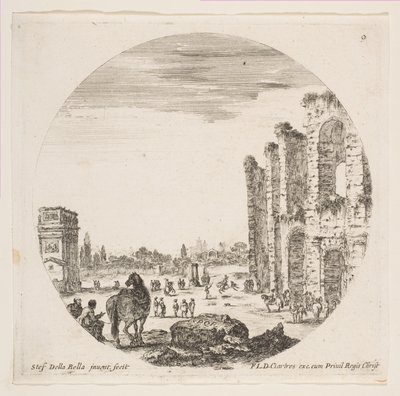 The Arch of Constantine and Part of the Colosseum by Stefano della Bella