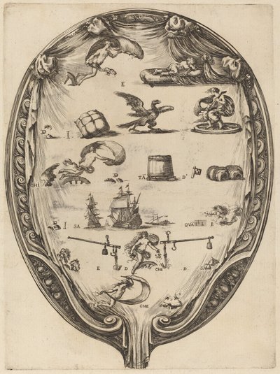 Screen Depicting the Italian Rebus of Fortune by Stefano della Bella