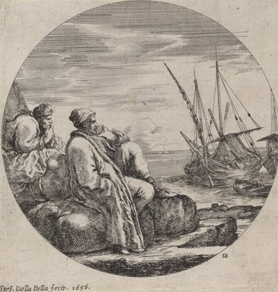 Seaport with Two Turkish Merchants by Stefano della Bella