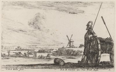 Soldier in Armor and a Cannon by Stefano della Bella