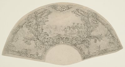 Stag Hunt in Fan Shape by Stefano della Bella