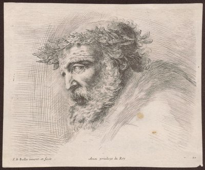 Study of the Head of a Bearded Old Man in a Laurel Wreath, in Profile, Facing Left, from the Series 