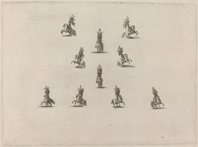 Ten Cavaliers with Large Plumed Helmets, 1652 by Stefano della Bella