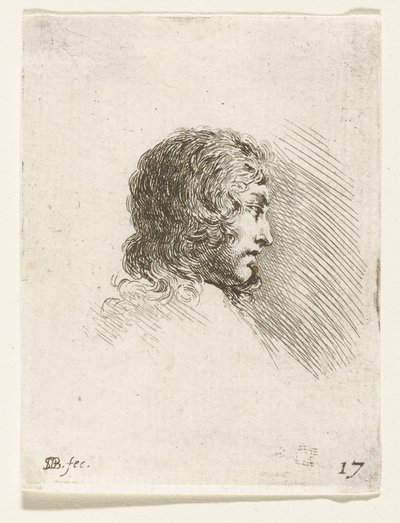 Head of a Young Man in Right Profile by Stefano della Bella