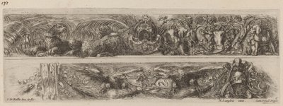 Two Ornamental Bands with Chained Leopards and Eagles by Stefano della Bella