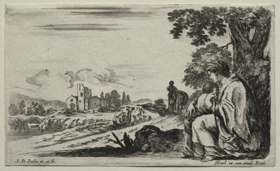 Various Figures and Landscapes: A Poor Nurse Seated under a Tree, 1649 by Stefano della Bella