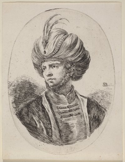 Young Moor with a Slight Beard and Feathered Turban, Turned to the Left by Stefano della Bella