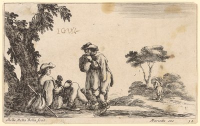 Two Pilgrims Resting by a Tree by Stefano della Bella