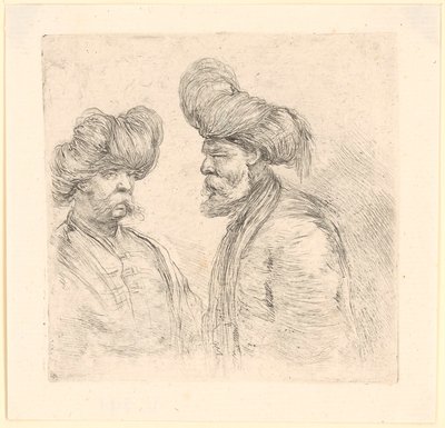 Two Turks with Turbans by Stefano della Bella