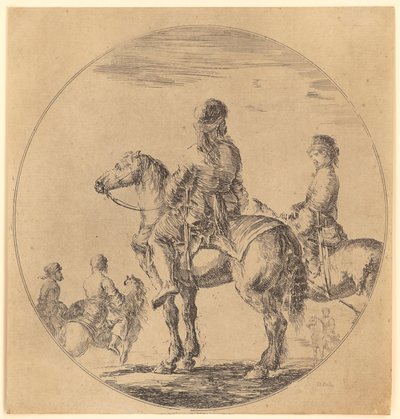Two Polish Riders to the Left, the Front One in Rear View by Stefano della Bella