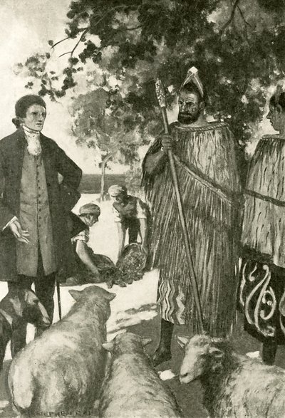 Captain Cook winning favour with the natives by Stephen Reid