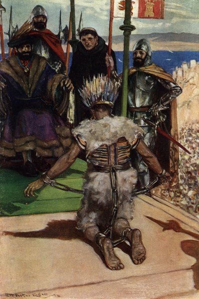 Montezuma II made prisoner by Hernan Cortes in 1519 by Stephen Reid