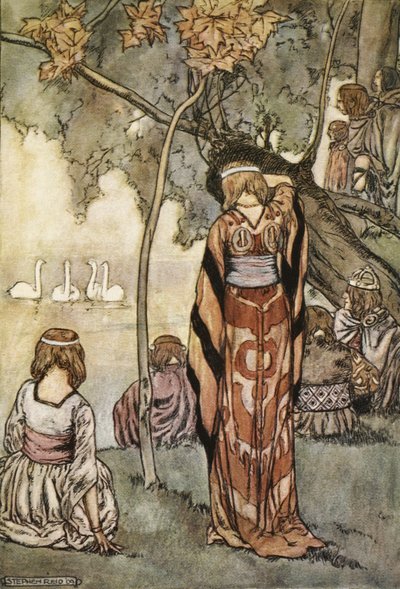 They made an encampment and the swans sang to them, illustration from 