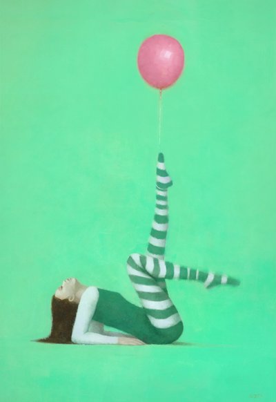 Pink Balloon Balance by Steve Mitchell