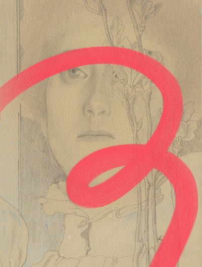 Red Line Floral Portrait by Studio Palette