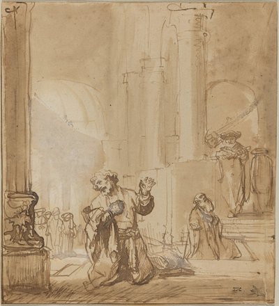 The Parable of the Publican and the Pharisee by Studio of Rembrandt van Rijn