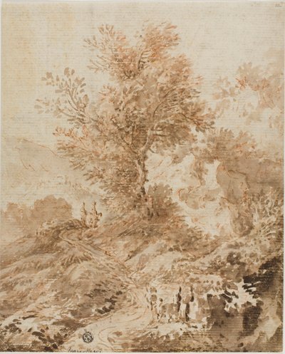 Travelers on a Winding Road by Style of Alessio de Marchis