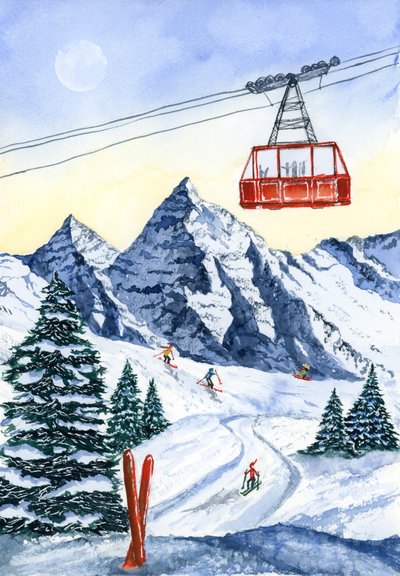 Winter Mountain Skiing by Suchi Deb