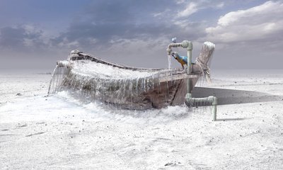 Frozen Boat and Macaw by Sulaiman Almawash