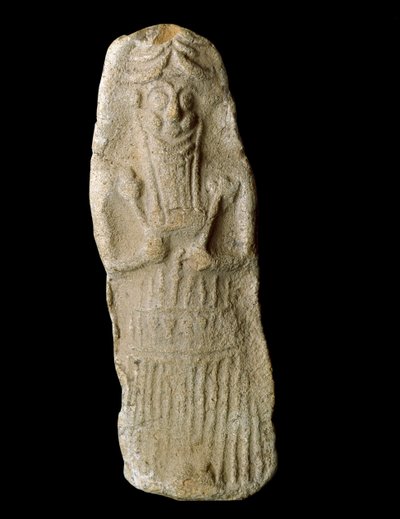 Sumerian art: warrior god with the ears of cattle in his coffin, probably the Mesopotamian god Dumuzi by Sumerian Sumerian