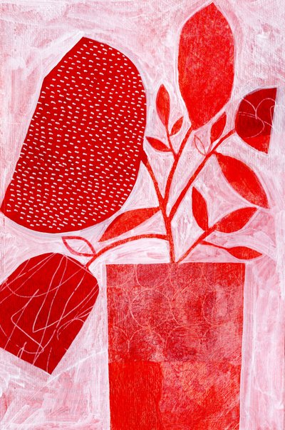 Abstract Red Botanicals by Susan Black
