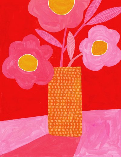 Bold Pink Flower Vase by Susan Black