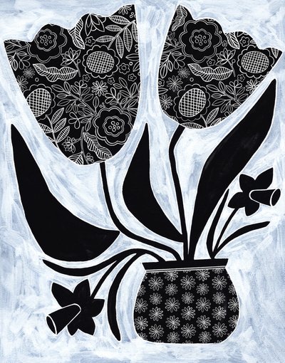 Patterned Folk Flowers by Susan Black