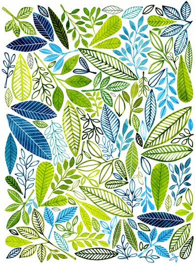 Vibrant Botanical Leaves by Susan Black