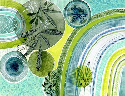 Vibrant Leaf Circles by Susan Black
