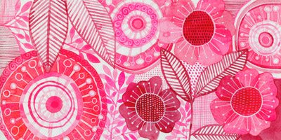 Whimsical Pink Flowers by Susan Black