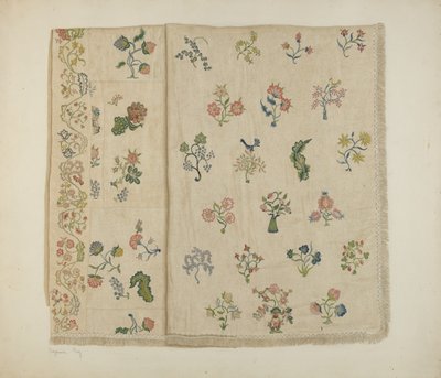 Crewel Embroidered Bedspread by Suzanne Roy