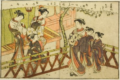 Double-page Illustration from Vol. 2 of "Picture Book of Spring Brocades" by Suzuki Harunobu