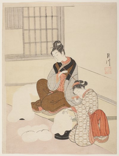 Evening Snow on a Floss Shaper, from the series "Eight Views of the Parlor" by Suzuki Harunobu
