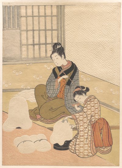 Evening Snow on the Heater by Suzuki Harunobu