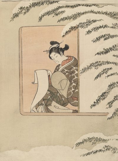 Parody of Sun Kang, also known as Snow by the Window by Suzuki Harunobu