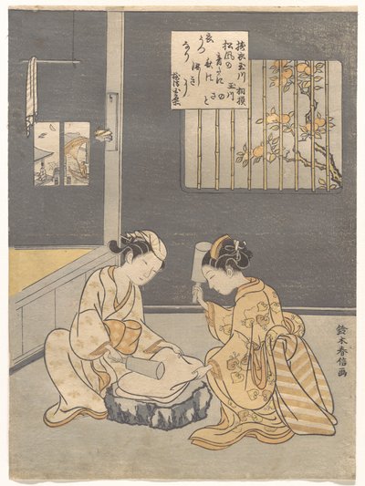 The Cloth-Fulling Jewel River, a Famous Place in Settsu Province, from an untitled series of Six Jewel Rivers by Suzuki Harunobu