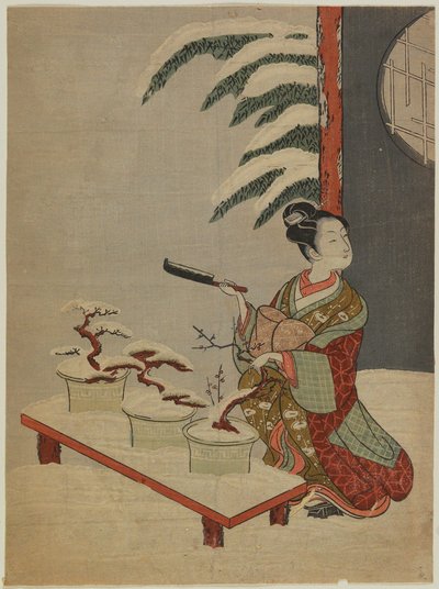 Visual Parody of the Noh Play Hachi no ki by Suzuki Harunobu