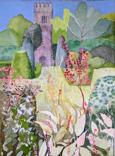 Medieval Tower in a Garden, Dartington, 2022 by Suzy Fasht