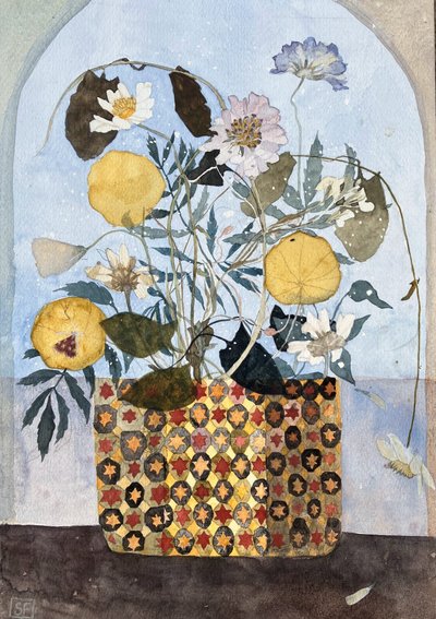 Pressed Flowers and a Florentine Pot, 2025 by Suzy Fasht